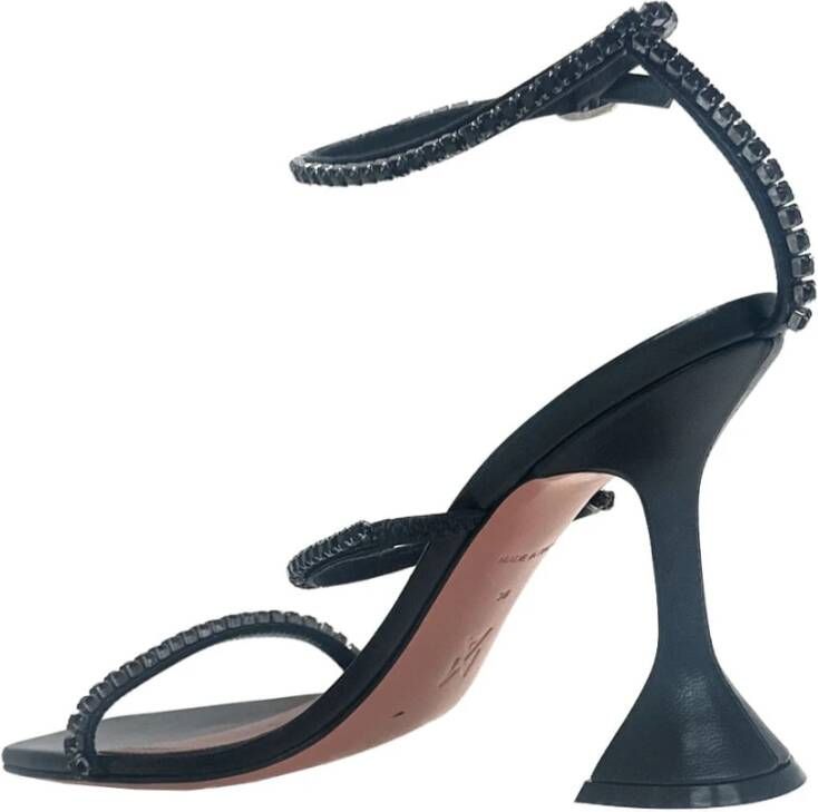 Amina Muaddi Zwarte Leren Sandalen Black Dames