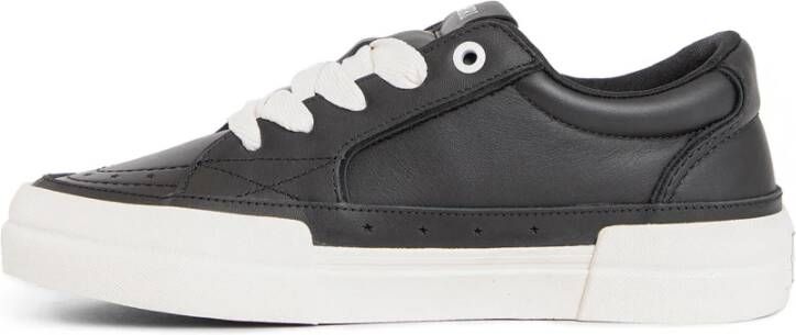 Amiri Zwarte leren skateschoenen met sterrenpatches Black Heren