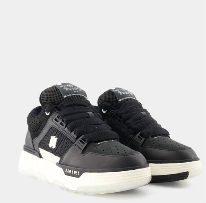 Amiri Zwarte Leren Sneakers Ronde Neus Black Heren