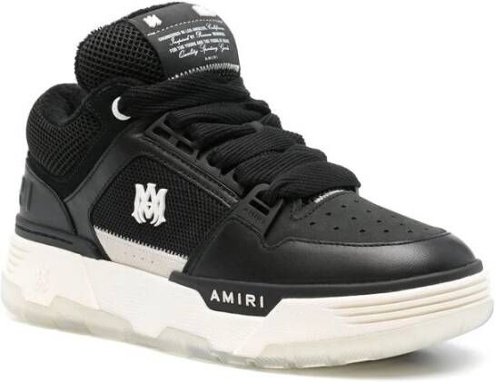 Amiri Zwart Wit Leren Sneaker Multi-Panel Ontwerp Black Heren