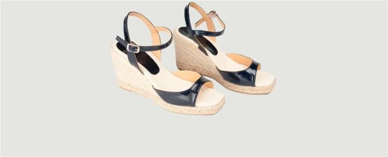 Anaki Espadrilles van lakleer met sleehak Blue Dames