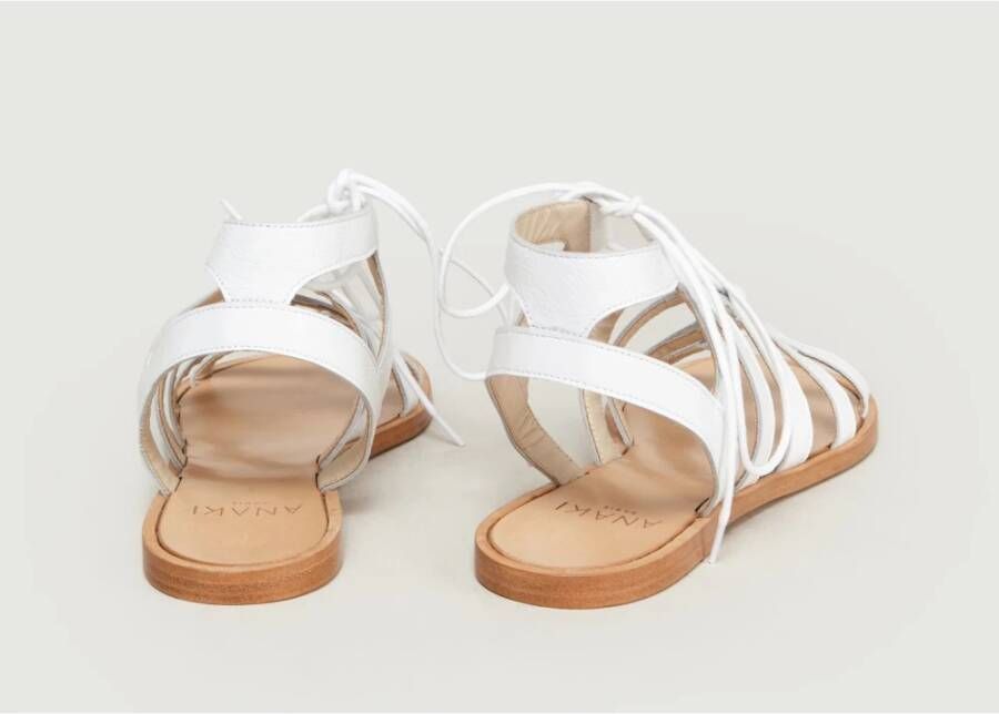 Anaki Witte Leren Gladiator Sandalen White Dames