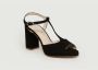 Anaki Zwarte leren T-bar sandalen Black Dames - Thumbnail 2