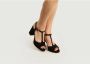 Anaki Zwarte leren T-bar sandalen Black Dames - Thumbnail 3