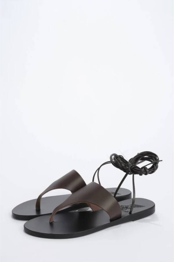 Ancient Greek Sandals Bruin Leren Enkelgebonden Flip-Flop Brown Dames