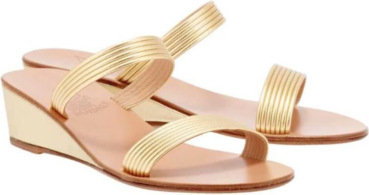 Ancient Greek Sandals Gouden Lage Sleehak Sandaal Melia Yellow Dames