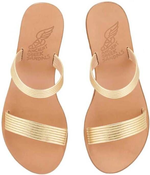 Ancient Greek Sandals Gouden Lage Sleehak Sandaal Melia Yellow Dames