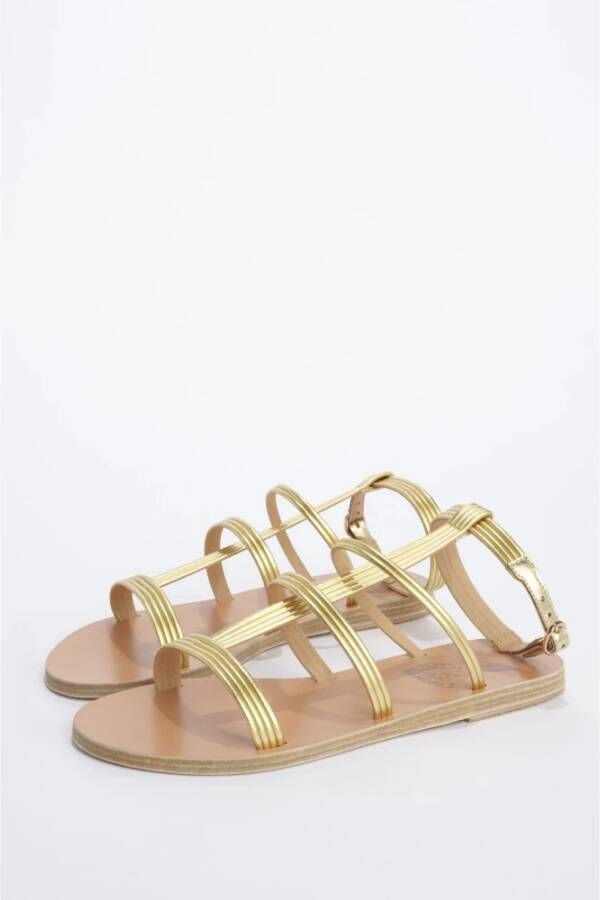 Ancient Greek Sandals Gouden Leren Enkelgebonden Sandaal Yellow Dames