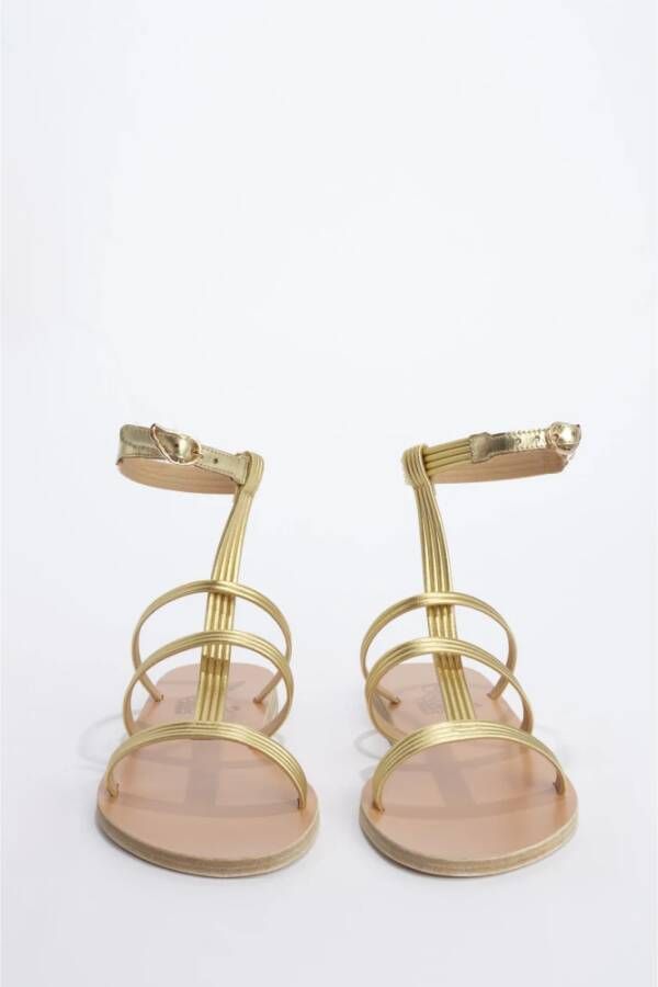 Ancient Greek Sandals Gouden Leren Enkelgebonden Sandaal Yellow Dames