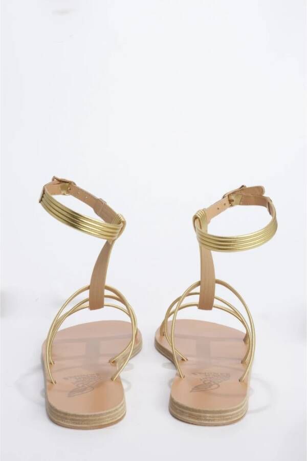 Ancient Greek Sandals Gouden Leren Enkelgebonden Sandaal Yellow Dames