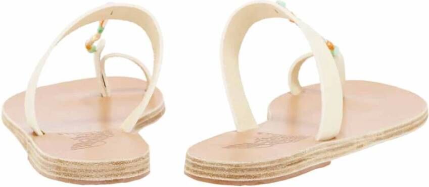 Ancient Greek Sandals Kleurrijke Kralen Platte Sandaal White Dames