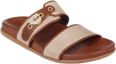 Ancient Greek Sandals Linnen & Cotto Platte Sandaal Brown Dames