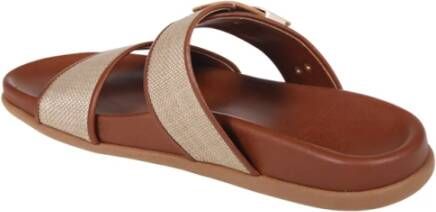 Ancient Greek Sandals Linnen & Cotto Platte Sandaal Brown Dames