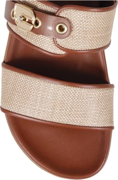 Ancient Greek Sandals Linnen & Cotto Platte Sandaal Brown Dames