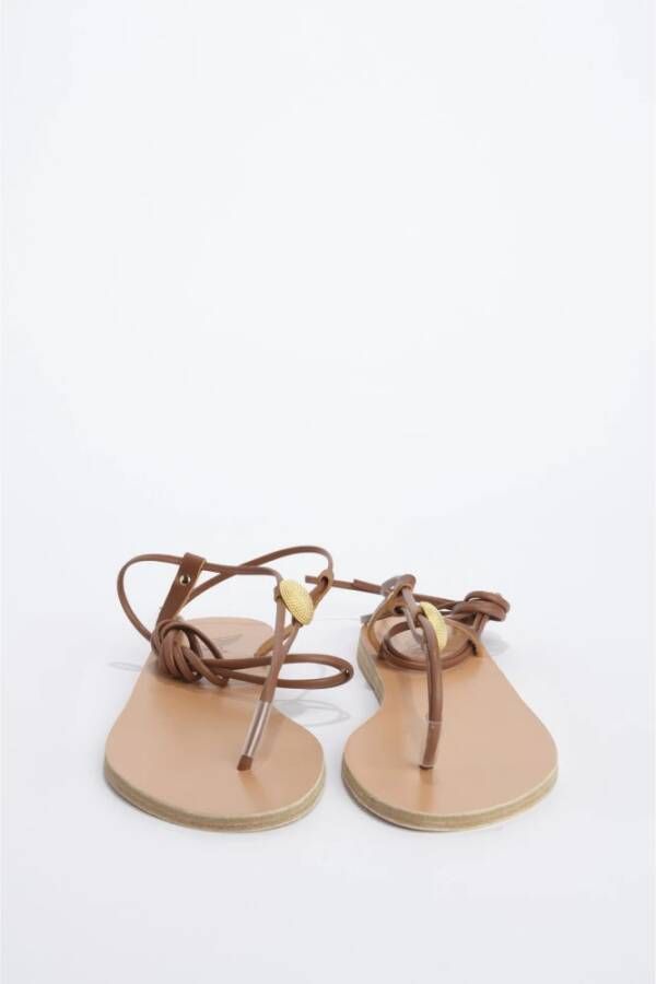 Ancient Greek Sandals Rode Leren Enkelgebonden Sandaal Brown Dames