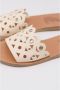 Ancient Greek Sandals Handgemaakte Leren Slides met Spiegelapplicaties Beige Dames - Thumbnail 2