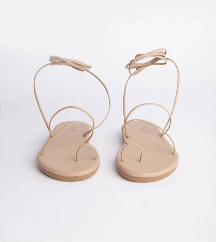 Ancient Greek Sandals Witte Gevlochten Griekse Sandaal Beige Dames