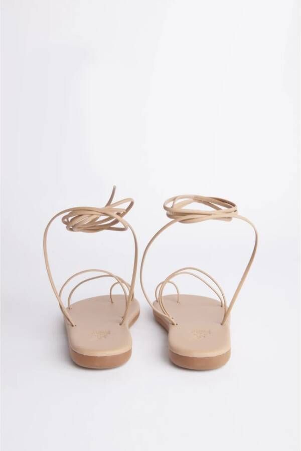 Ancient Greek Sandals Witte Gevlochten Griekse Sandaal Beige Dames