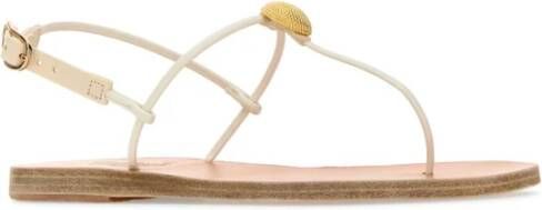 Ancient Greek Sandals Witte Leren Teenslippers White Dames