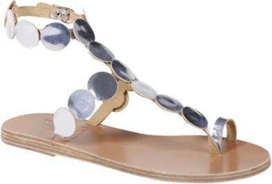 Ancient Greek Sandals Zilveren Platte Sandaal Gray Dames