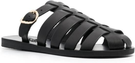 Ancient Greek Sandals Zwarte koeienleren casual sandalen Black Dames