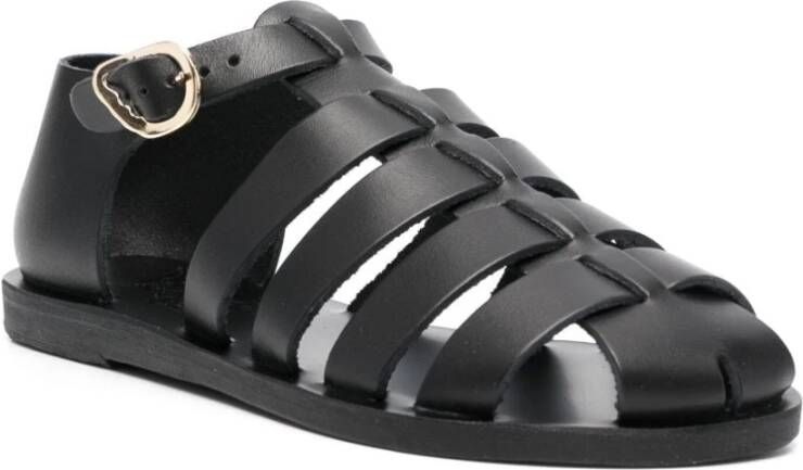 Ancient Greek Sandals Zwarte Platte Sandalen Black Dames