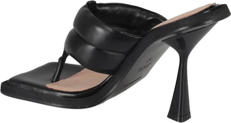 Andrea Adamo Gewatteerde Leren Teenslippers Black Dames