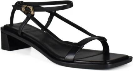 Anest Collective Zwarte Leren Linea Sandalen Black Dames