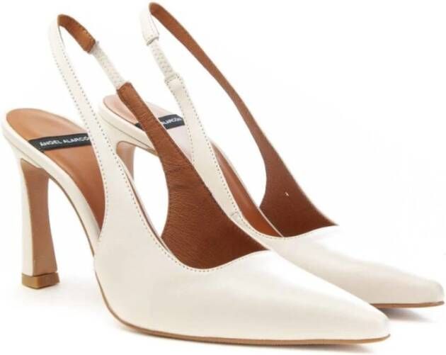 Angel Alarcon Blokhak Slingback Leren Schoenen White Dames