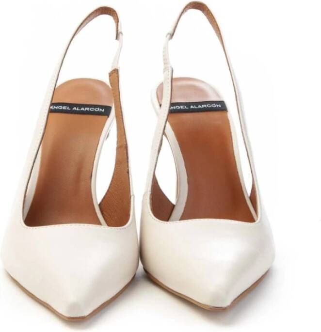 Angel Alarcon Blokhak Slingback Leren Schoenen White Dames