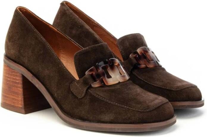 Angel Alarcon Suède Blokhak Loafer Vrouwen Brown Dames