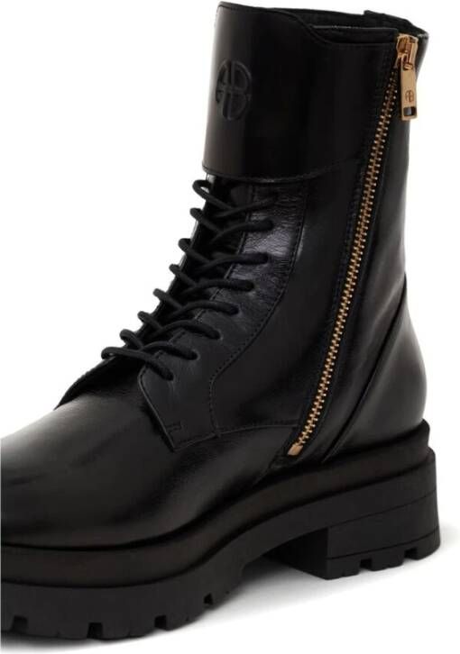 Anine Bing Zwarte Leren Veterschoenen Black Dames