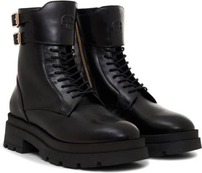 Anine Bing Zwarte Leren Veterschoenen Black Dames