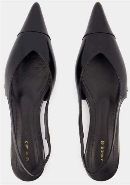 Anine Bing Zwarte Slingback Flats Kalfsleer Black Dames