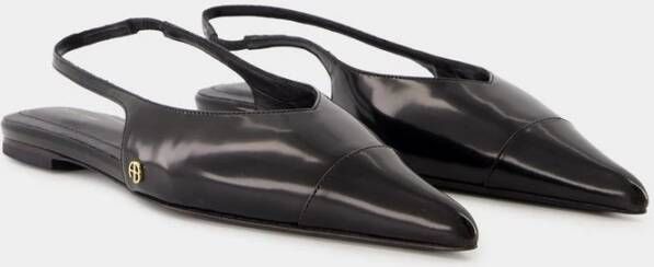 Anine Bing Zwarte Slingback Flats Kalfsleer Black Dames