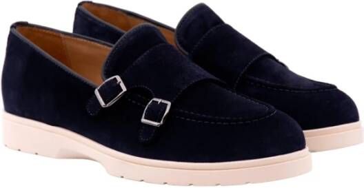 Antica Cuoieria Suède Loafers met Memory Binnenzool Blue Heren