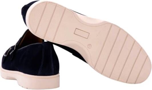 Antica Cuoieria Suède Loafers met Memory Binnenzool Blue Heren