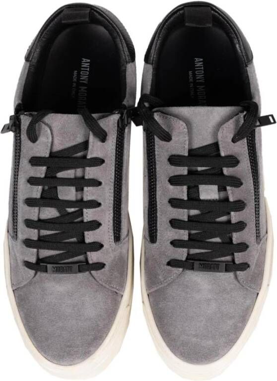 Antony Morato Italiaanse Leren Sneakers Gray Heren