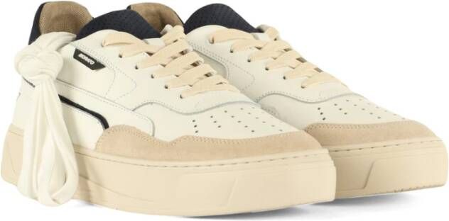 Antony Morato Leren Lace Sneakers met Ingedrukt Logo White Heren