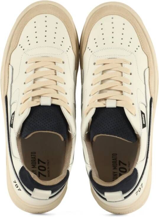 Antony Morato Leren Lace Sneakers met Ingedrukt Logo White Heren