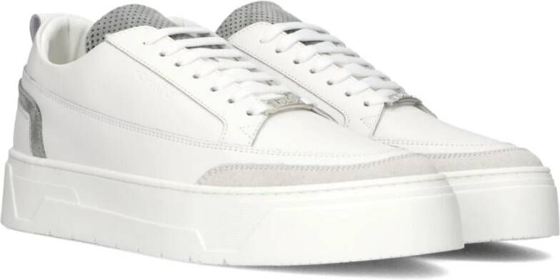 Antony Morato Witte Leren Sneakers met Groene Suède Panelen White Heren