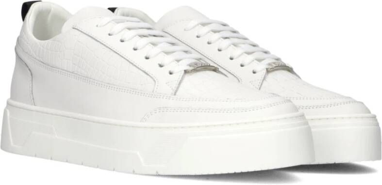 Antony Morato Witte Leren Sneakers met Krokodillenprint White Heren