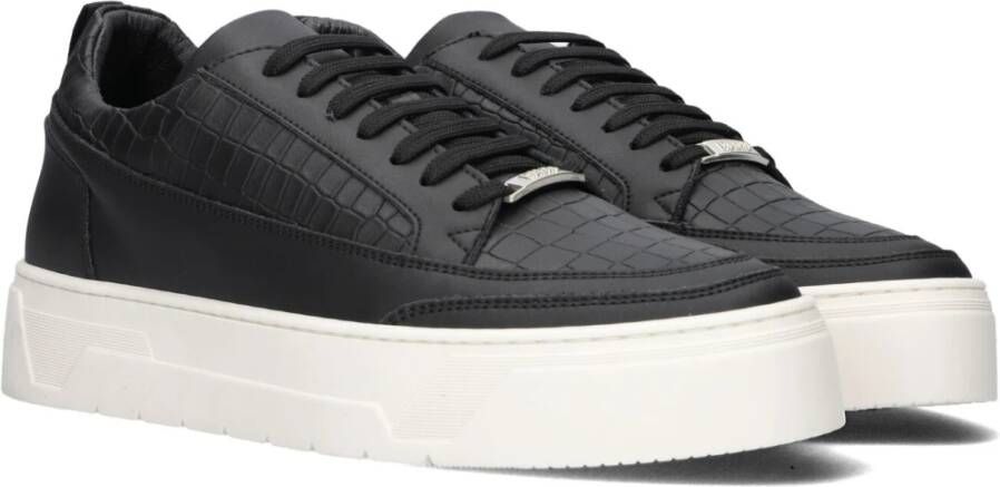 Antony Morato Zwarte Krokoprint Lage Sneakers Black Heren