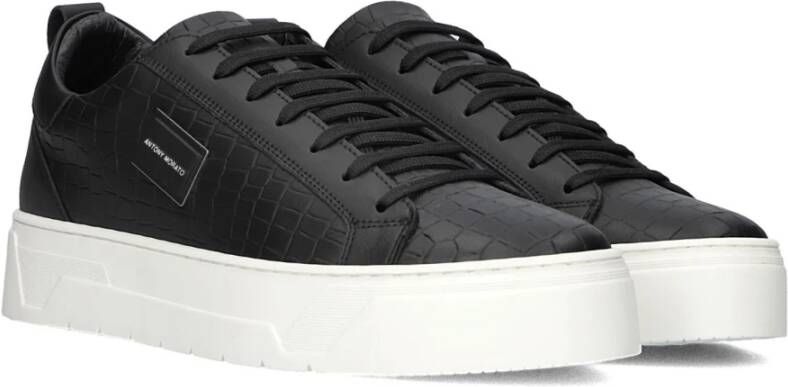 Antony Morato Zwarte Leren Bold Sneakers Black Heren