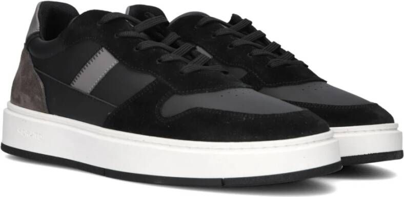 Antony Morato Zwarte Leren Lage Sneakers Black Heren