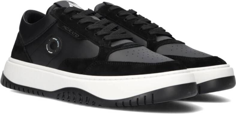 Antony Morato Zwarte Leren Lage Sneakers Black Heren