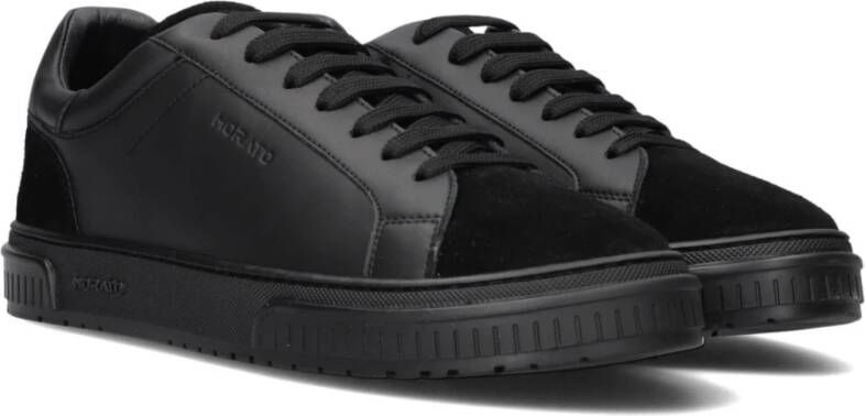 Antony Morato Zwarte Leren Lage Sneakers Black Heren