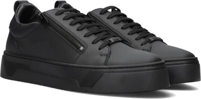 Antony Morato Zwarte Leren Lage Sneakers Black Heren