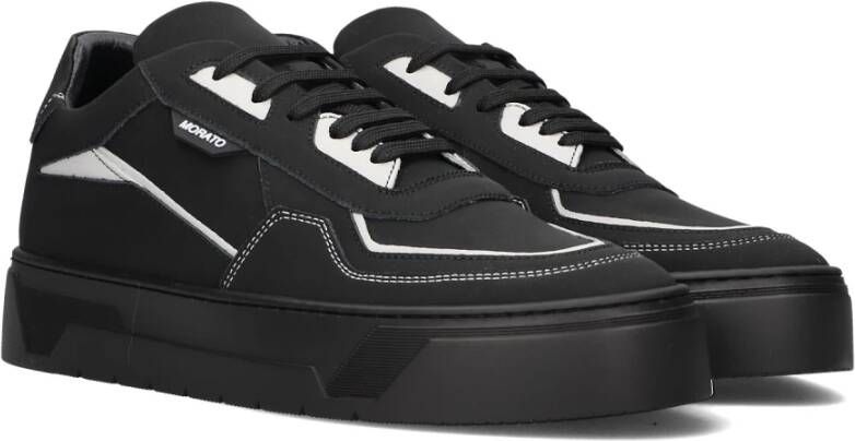 Antony Morato Zwarte Leren Lage Sneakers Black Heren