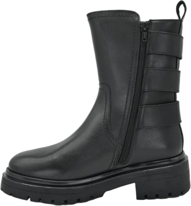 Apepazza Combat Leren Laarzen Zwart Black Dames